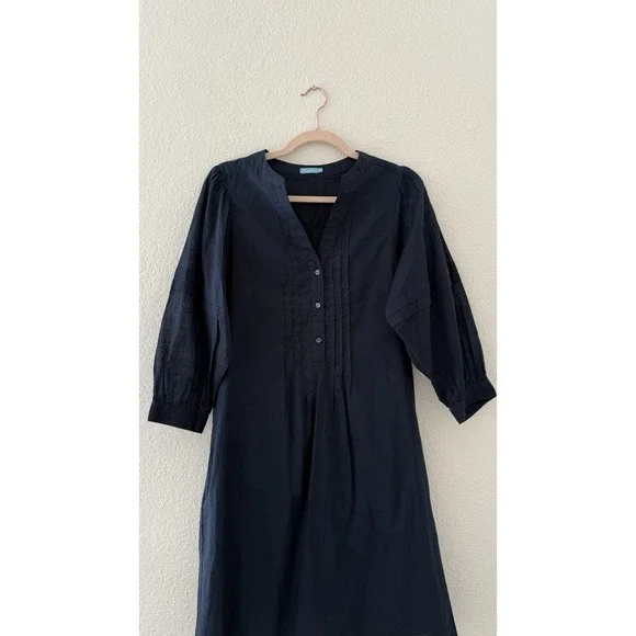 J. McLaughlin Pullover Sabina Cotton Dress Size S Pleated Balloon Sleeves Navy